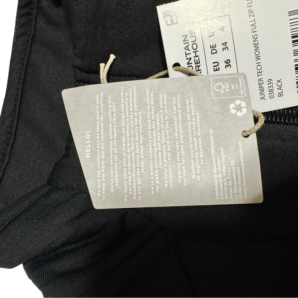 New With Tags Mountain Warehouse Juniper Fleece Black Jacket in Sz 4 - Picture 6 of 9